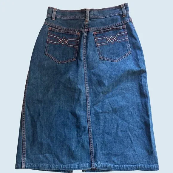 Vintage JONI BLAIR Of California Denim Front Slit Skirt 80s / 90s Sz 27 - Picture 6 of 8